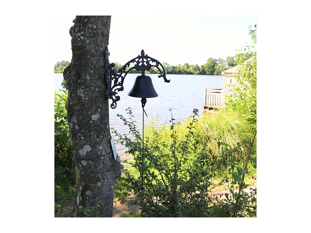 Cloche de jardin de porte ancienne fonte noire 25 x 15 cm