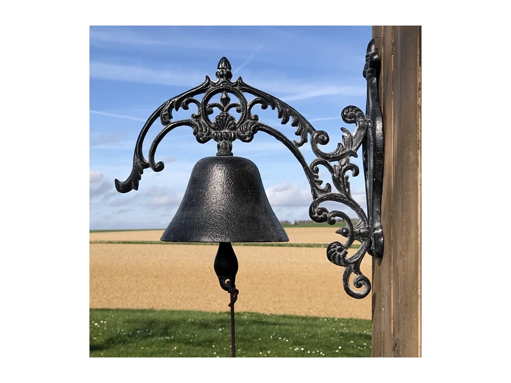 Cloche de jardin de porte ancienne fonte noire 25 x 15 cm