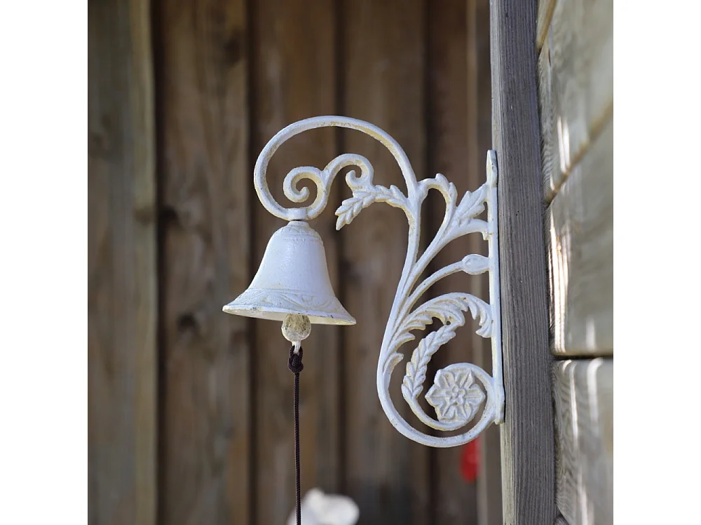 Cloche de jardin de porte ancienne en fonte blanche 23 x 19.5 cm