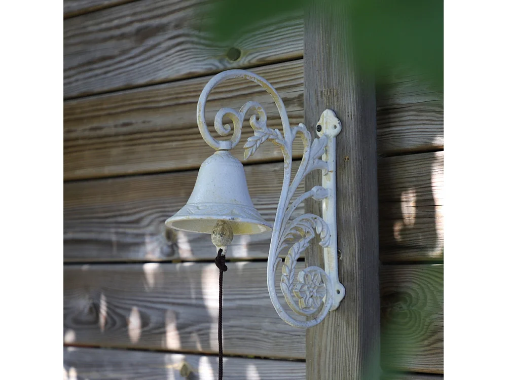 Cloche de jardin de porte ancienne en fonte blanche 23 x 19.5 cm