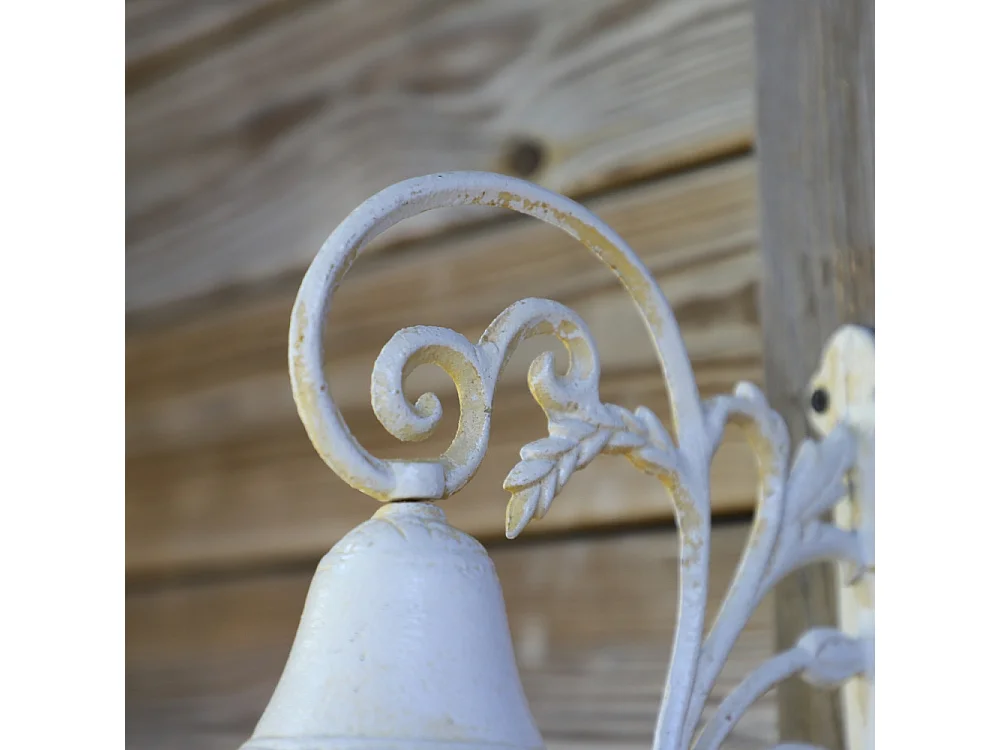 Cloche de jardin de porte ancienne en fonte blanche 23 x 19.5 cm