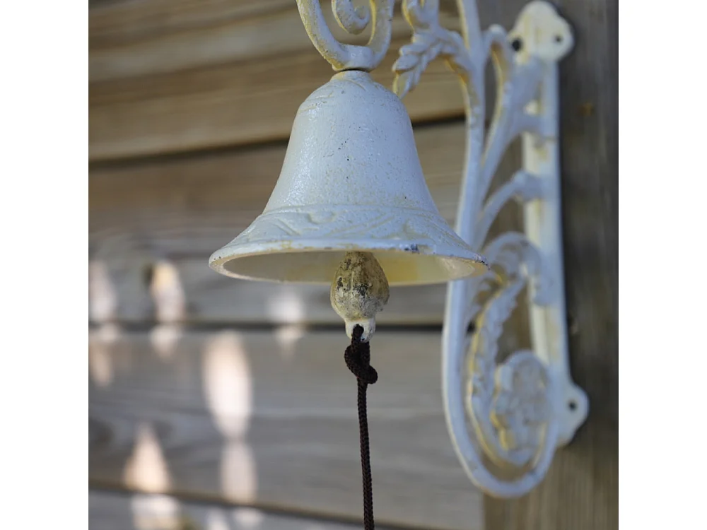 Cloche de jardin de porte ancienne en fonte blanche 23 x 19.5 cm