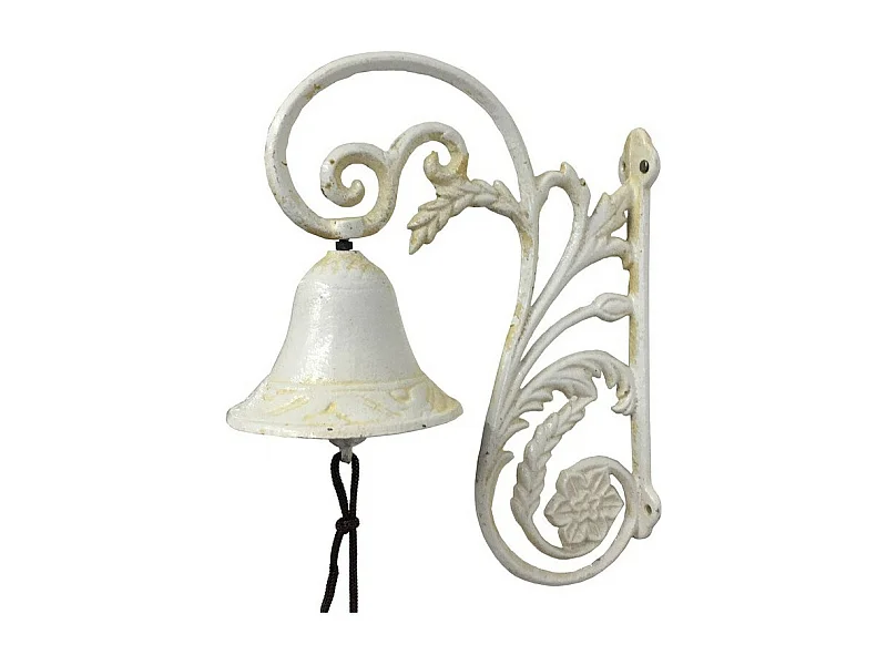 Cloche de jardin de porte ancienne en fonte blanche 23 x 19.5 cm