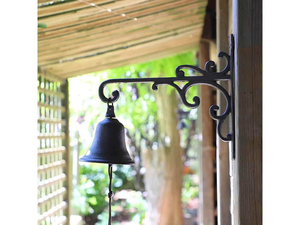 Cloche de jardin de porte ancienne en fonte marron 29 x 26 cm