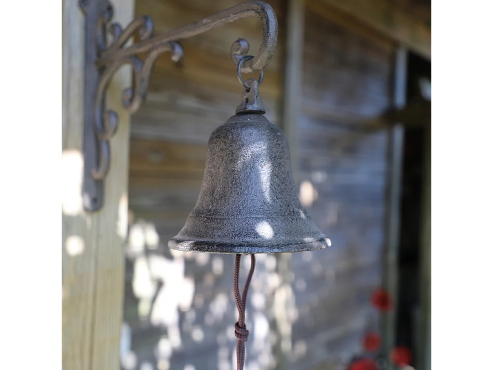 Cloche de jardin de porte ancienne en fonte marron 29 x 26 cm