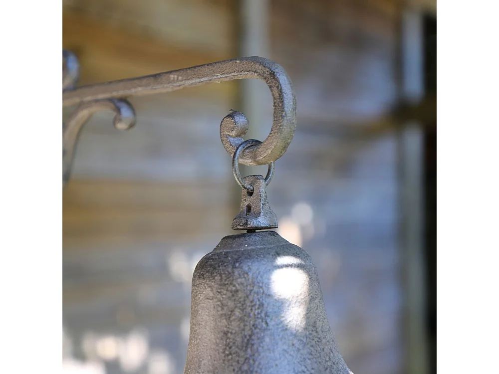 Cloche de jardin de porte ancienne en fonte marron 29 x 26 cm