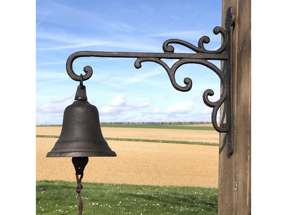 Cloche de jardin de porte ancienne en fonte marron 29 x 26 cm