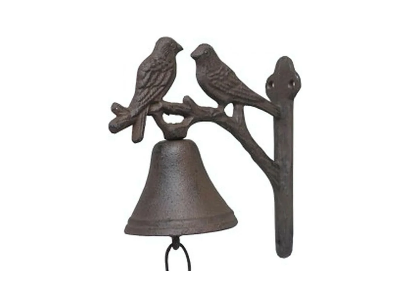 Cloche de jardin de porte ancienne oiseaux fonte marron 19x18cm