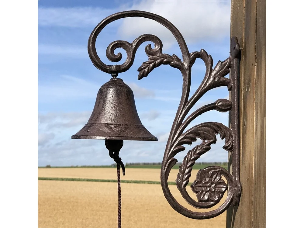 Cloche de jardin de porte ancienne fonte marron 28x20cm