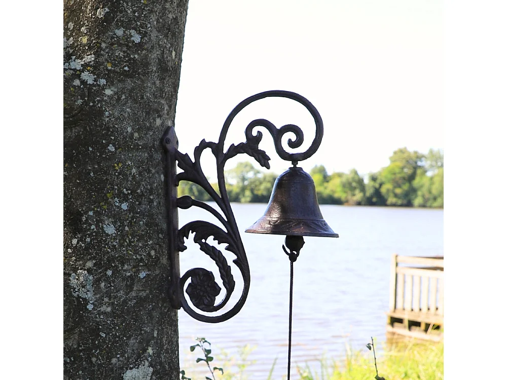 Cloche de jardin de porte ancienne fonte marron 28x20cm
