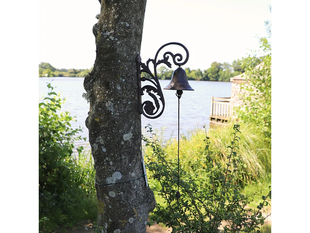 Cloche de jardin de porte ancienne fonte marron 28x20cm