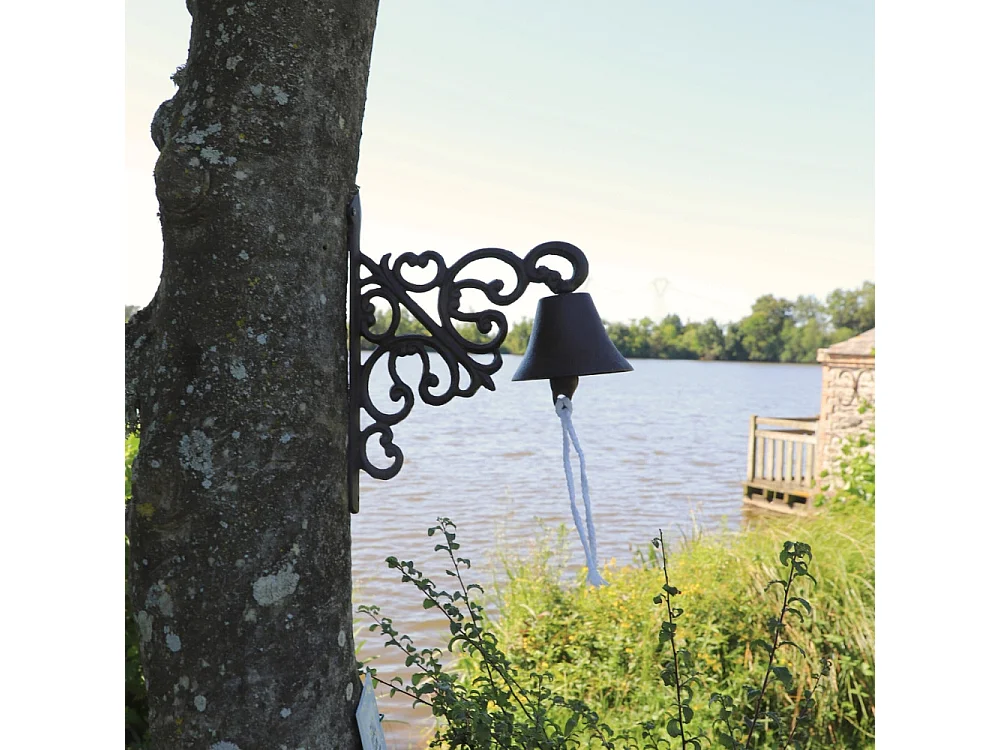 Cloche de jardin de porte ancienne en fonte marron 29 x 22 cm