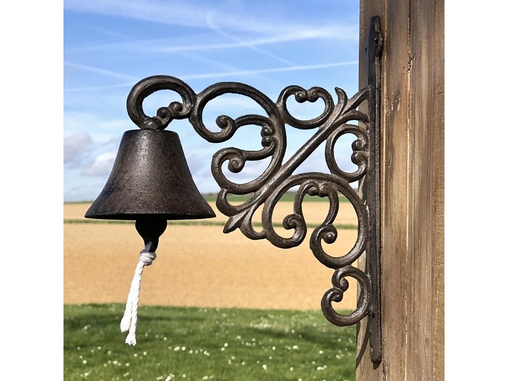 Cloche de jardin de porte ancienne en fonte marron 29 x 22 cm