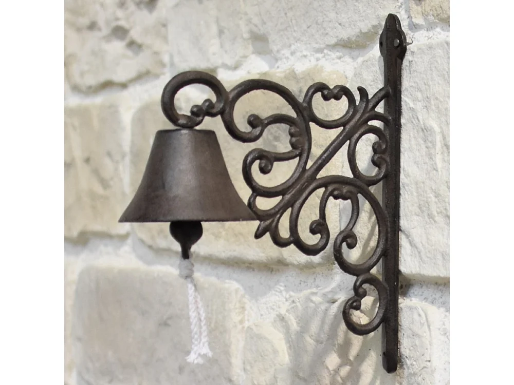 Cloche de jardin de porte ancienne en fonte marron 29 x 22 cm