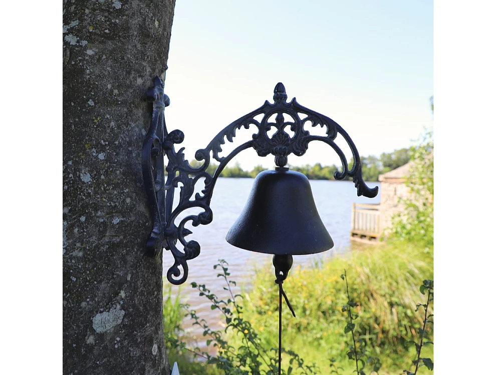 Cloche de jardin de porte ancienne fonte noire 25 x 26 cm