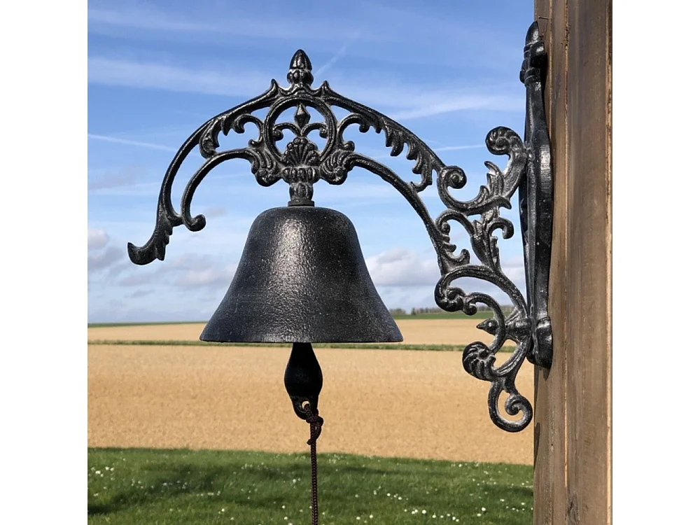 Cloche de jardin de porte ancienne fonte noire 25 x 26 cm