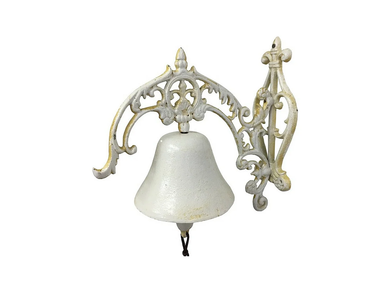 Cloche de jardin de porte ancienne en fonte blanche 24 x 26 cm