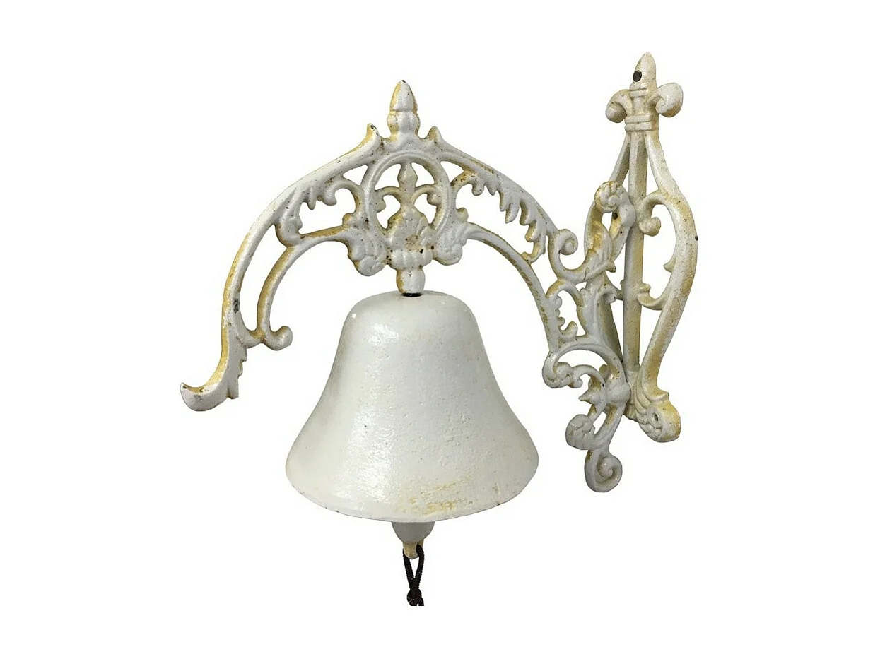 Cloche de jardin de porte ancienne en fonte blanche 24 x 26 cm