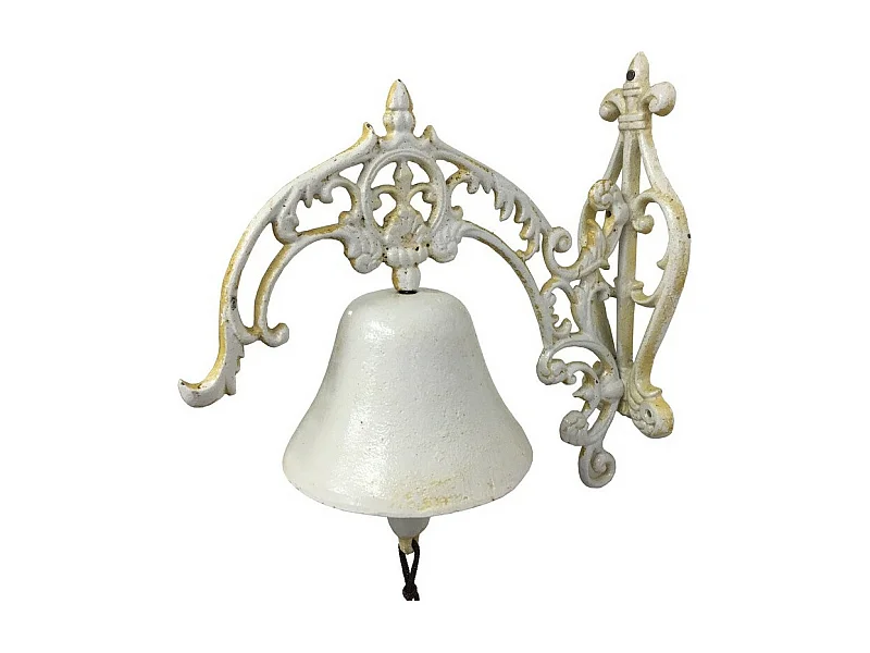 Cloche de jardin de porte ancienne en fonte blanche 24 x 26 cm