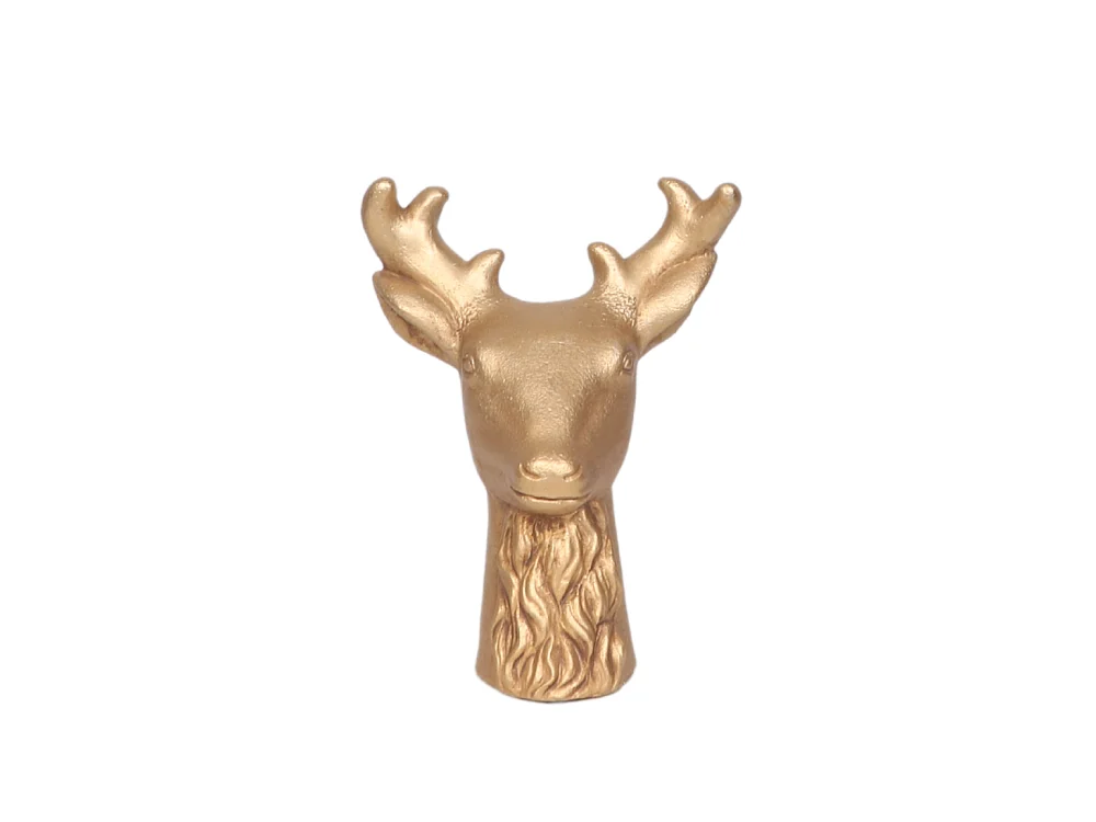 Statue statuette sculpture décoration de Noël cerf béton doré 16.5cm