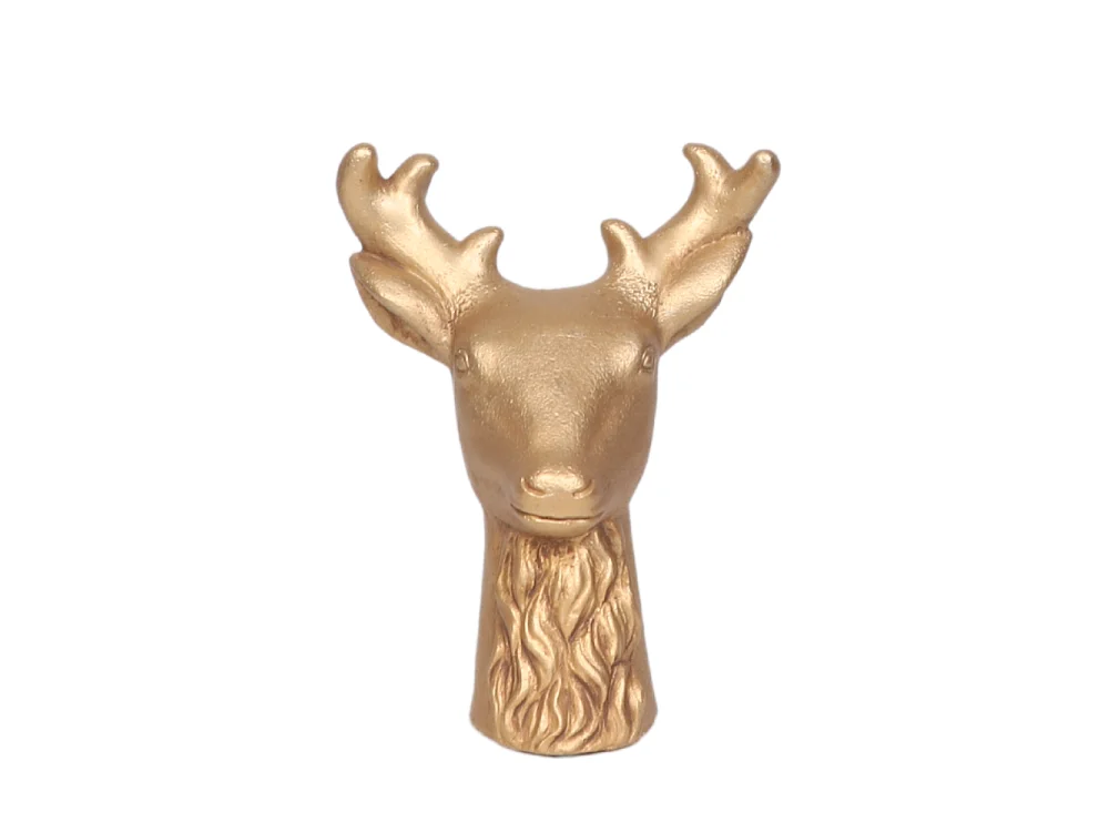 Statue statuette sculpture décoration de Noël cerf béton doré 16.5cm
