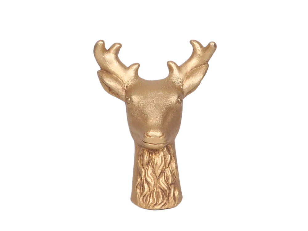 Statue statuette sculpture décoration de Noël cerf béton doré 16.5cm