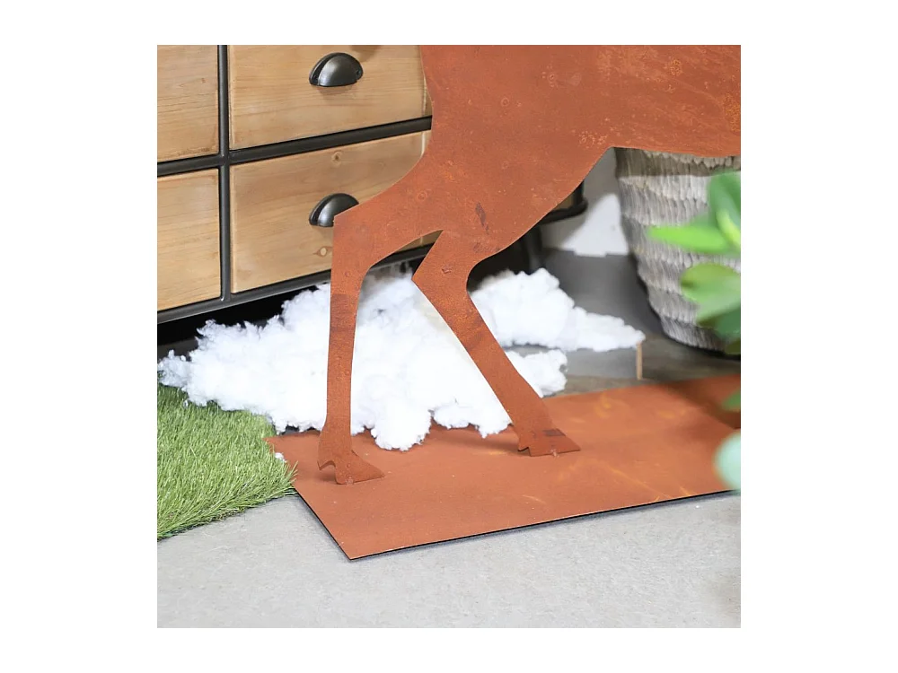 Statue statuette cerf extérieur jardin métal rouillé marron 130cm