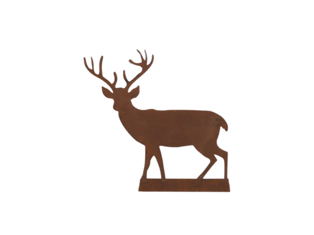 Statue statuette cerf extérieur jardin métal rouillé marron 130cm
