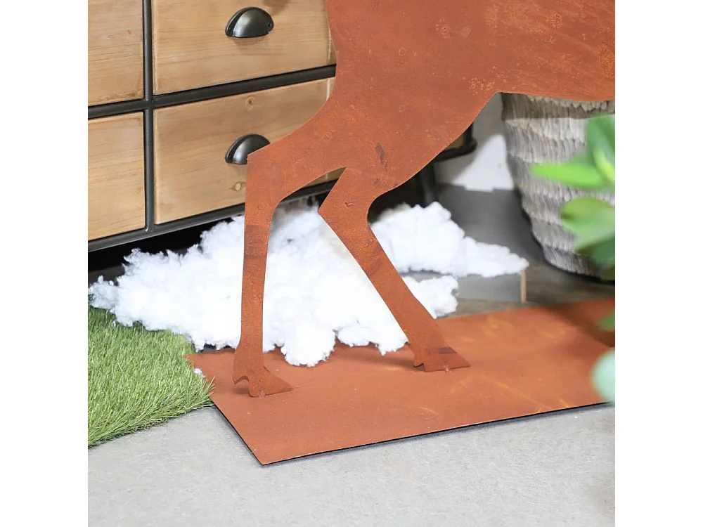 Statue statuette cerf extérieur jardin métal rouillé marron 130cm