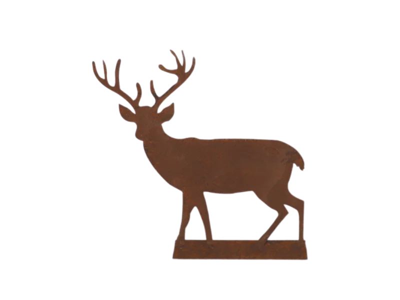 Statue statuette cerf extérieur jardin métal rouillé marron 130cm