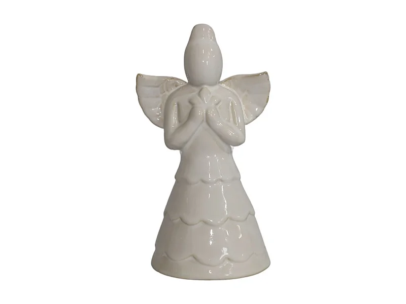 Statue statuette sculpture déco ange Noël céramique blanche 13cm