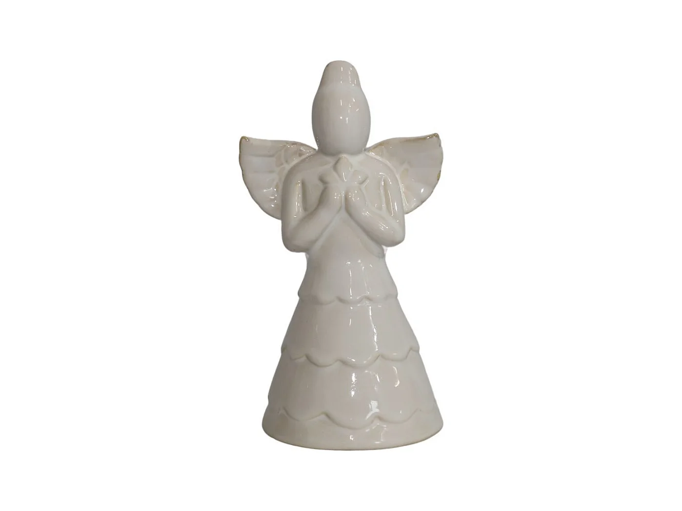 Statue statuette sculpture déco ange Noël céramique blanche 13cm