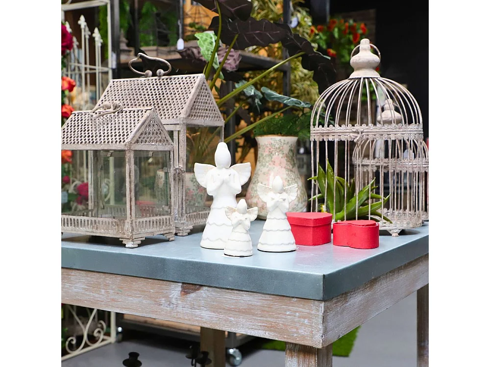 Statue statuette sculpture déco ange Noël céramique blanche 13cm