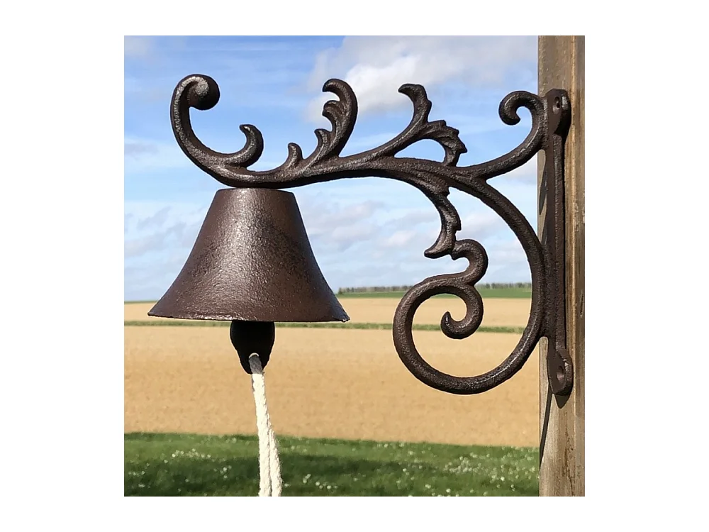 Cloche de jardin de porte ancienne fonte marron 20 x 17 cm