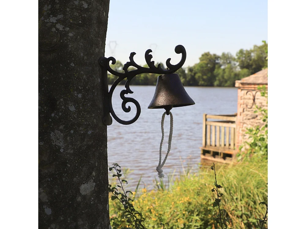 Cloche de jardin de porte ancienne fonte marron 20 x 17 cm