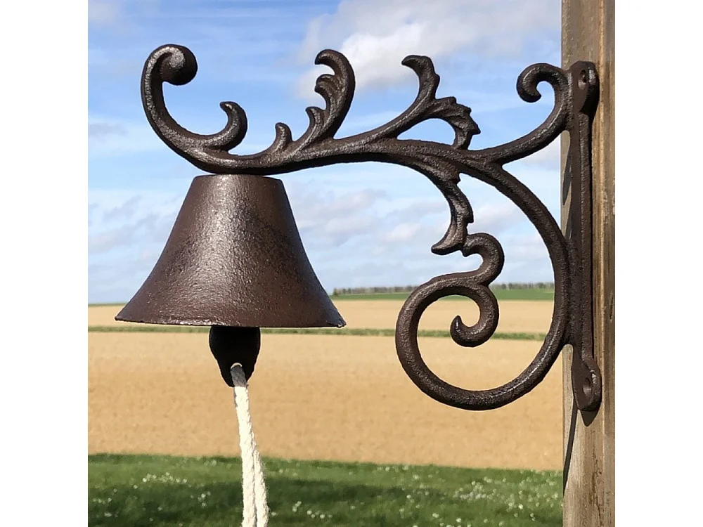 Cloche de jardin de porte ancienne fonte marron 20 x 17 cm
