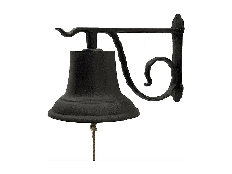 Cloche de jardin de porte ancienne murale fonte marron 33 x 20 x 20 cm