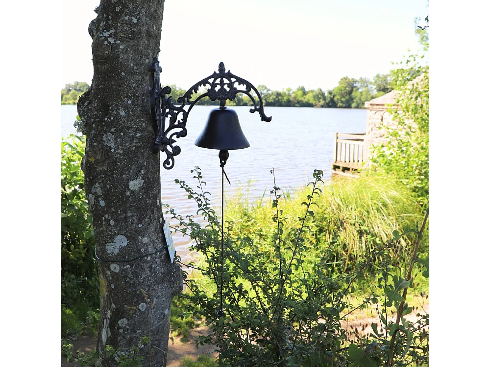 Cloche de jardin de porte ancienne en fonte noire 25 x 26 cm