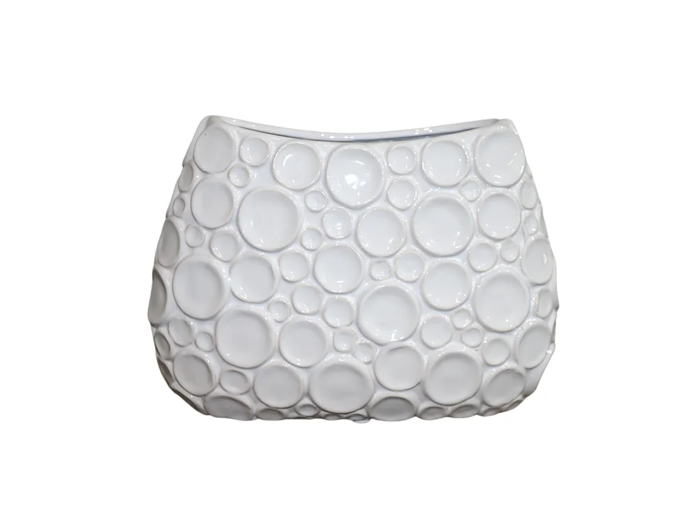 Vase en céramique blanc 35.5 x 14.5 x Ht.26 cm