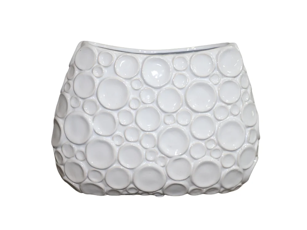 ° Vase en céramique blanc 35.5 x 14.5 x Ht.26 cm