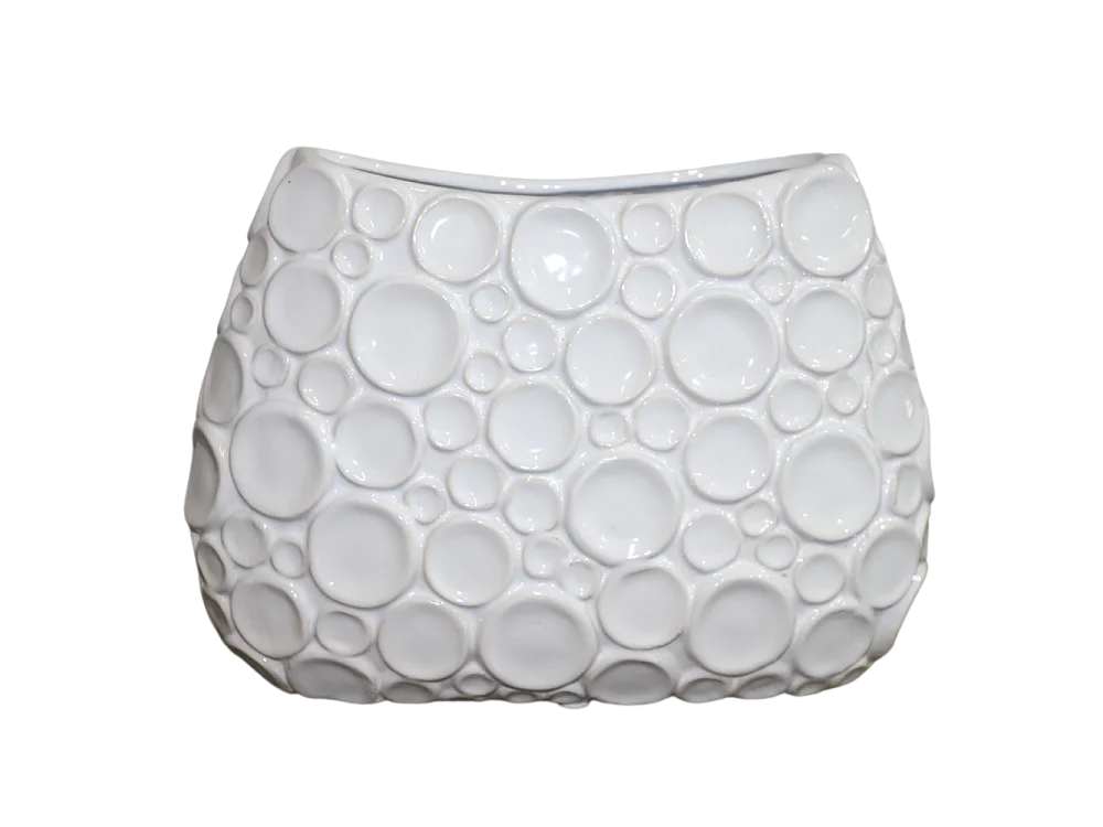 ° Vase en céramique blanc 35.5 x 14.5 x Ht.26 cm