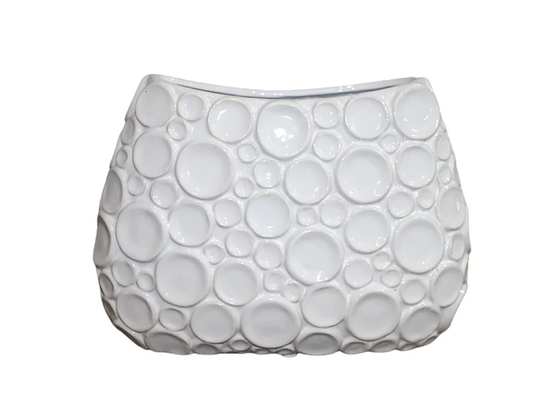 ° Vase en céramique blanc 35.5 x 14.5 x Ht.26 cm