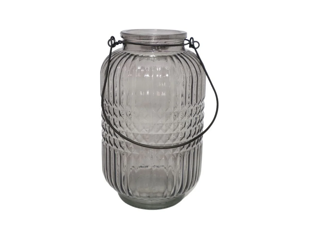 Vase "Cubes" avec anse métallique - Gris foncé PM