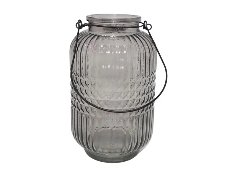 Vase "Cubes" avec anse métallique - Gris foncé PM