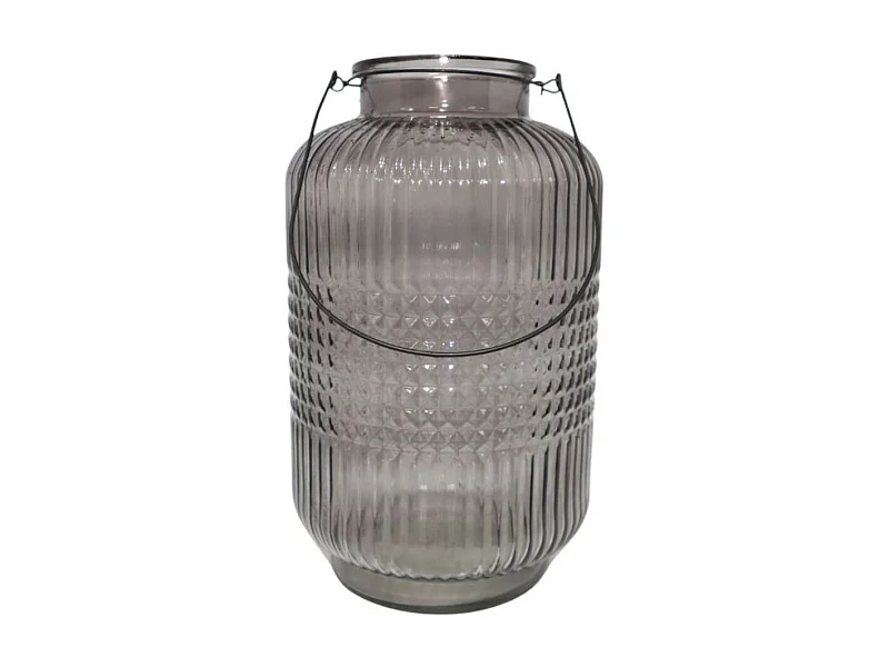 Vase "Cubes" avec anse métallique - Gris foncé Ø.23 x Ht.38 cm