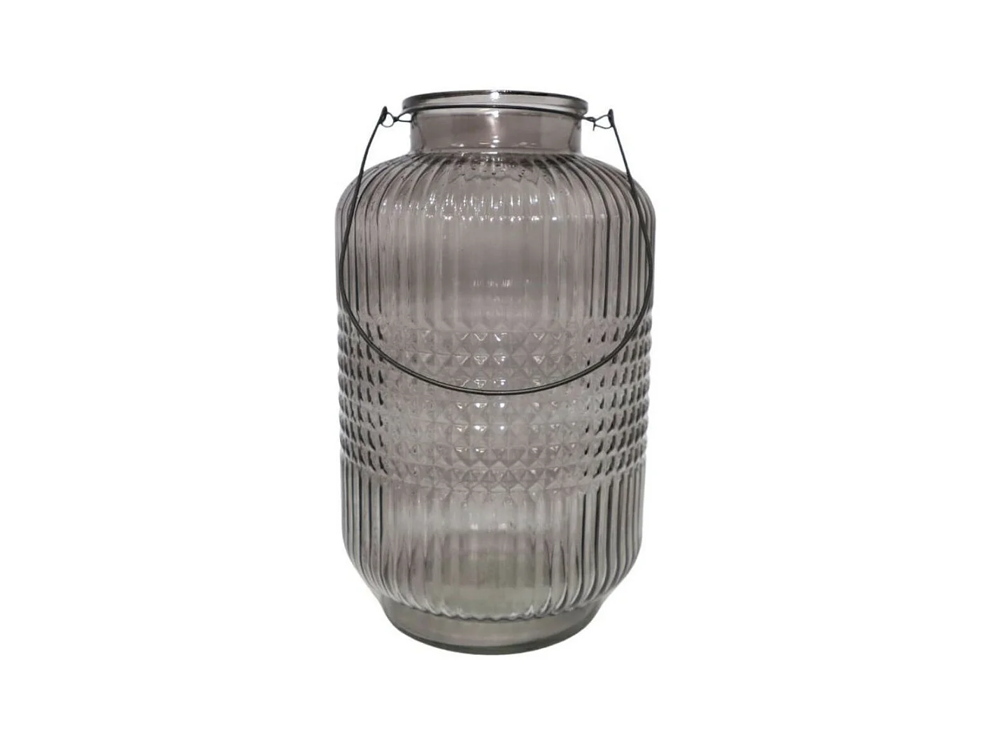 Vase "Cubes" avec anse métallique - Gris foncé Ø.23 x Ht.38 cm