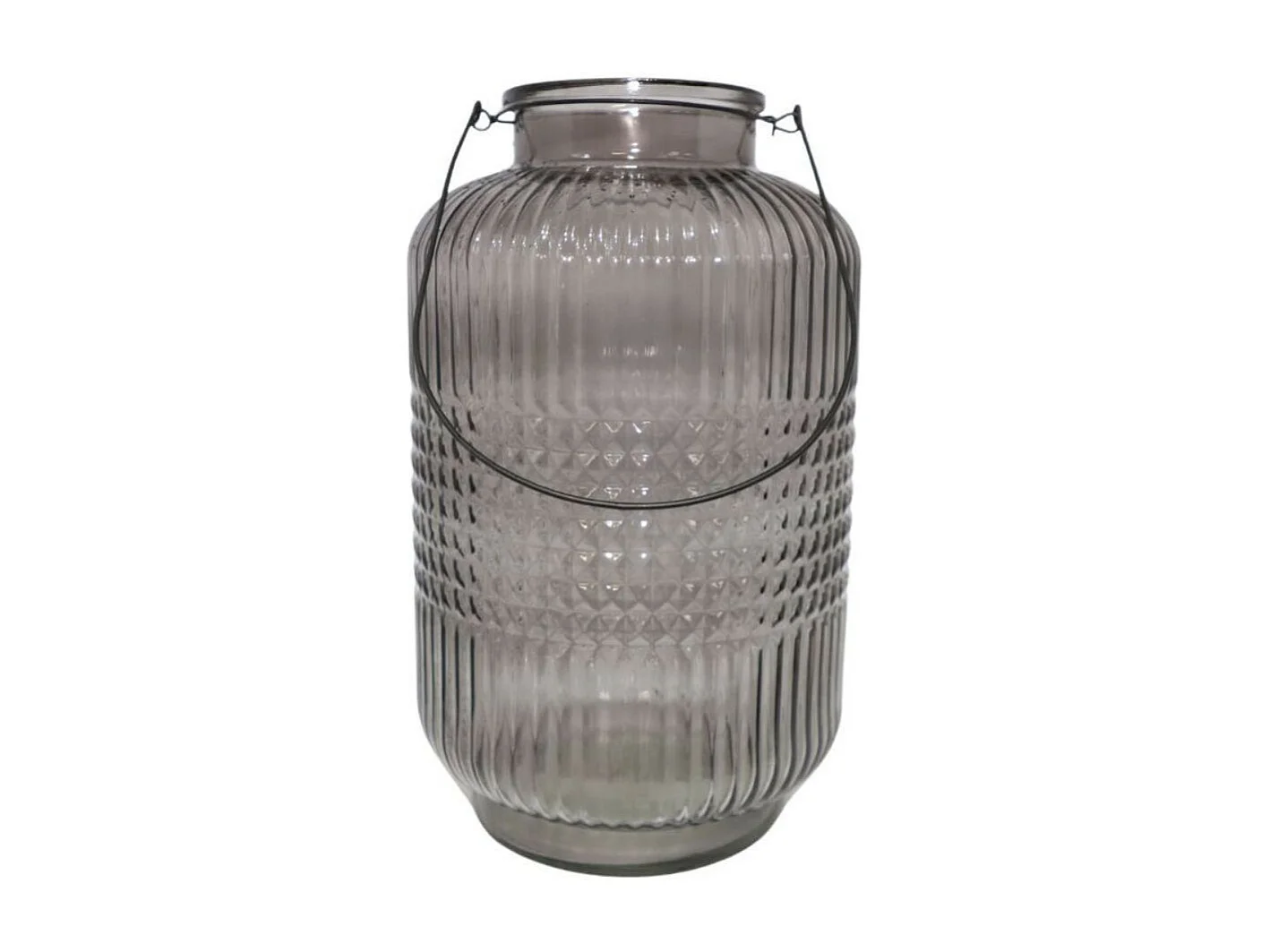 Vase "Cubes" avec anse métallique - Gris foncé Ø.23 x Ht.38 cm