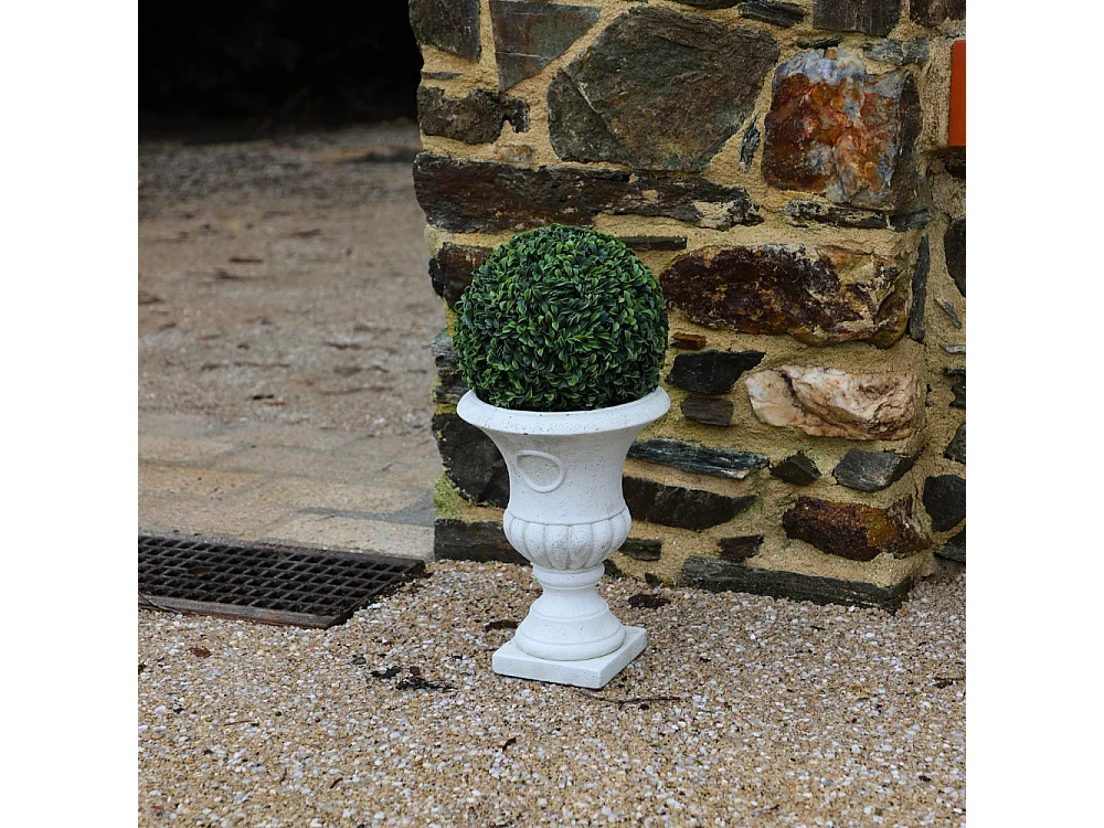 Vase médicis jardin en béton blanc 18.5 x 24 cm