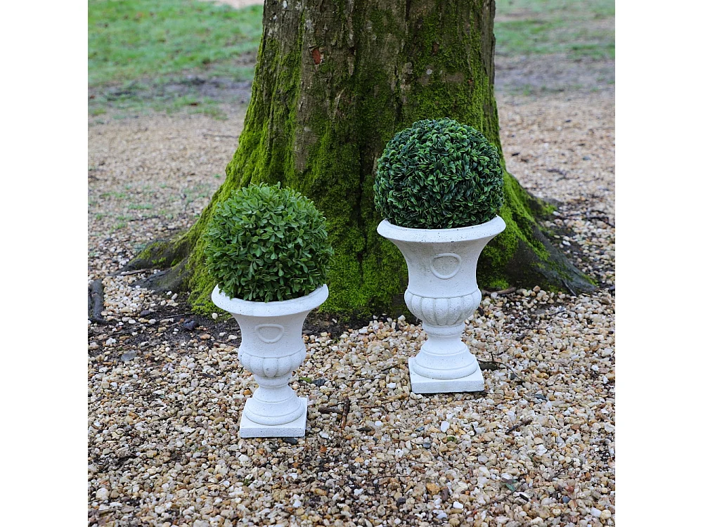 Vase médicis jardin en béton blanc 18.5 x 24 cm
