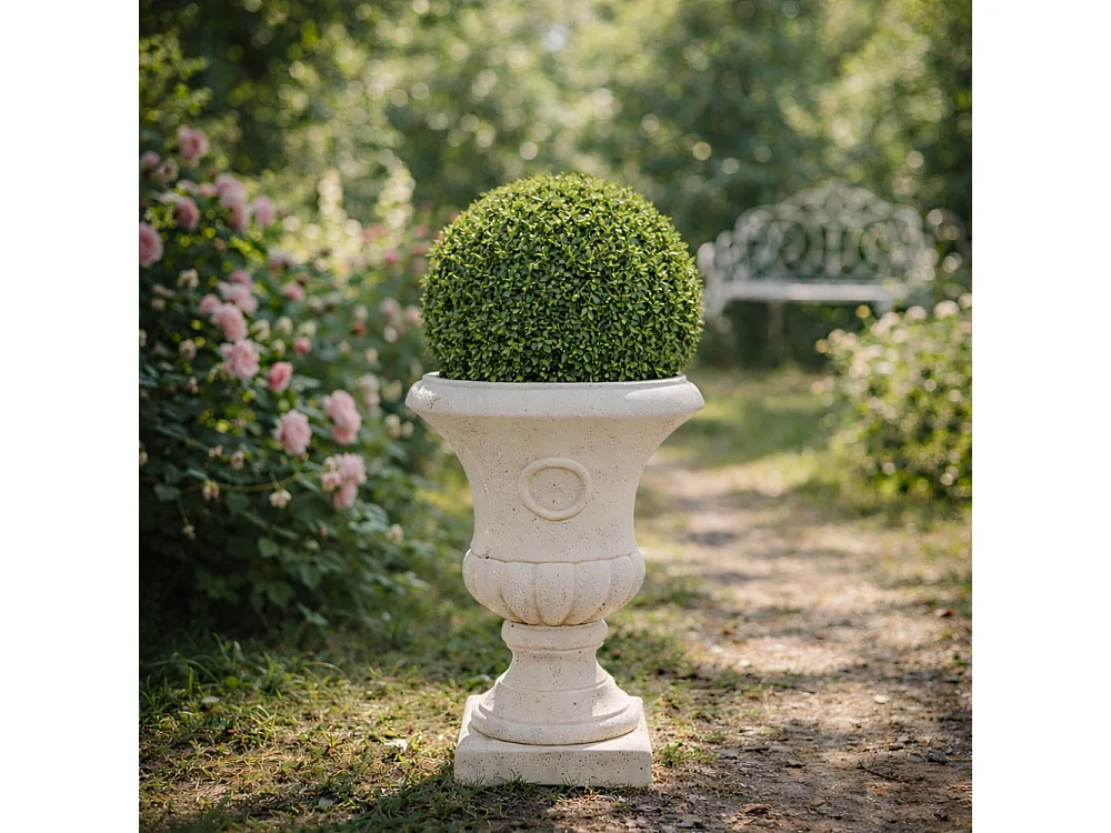 Vase médicis jardin en béton blanc 18.5 x 24 cm